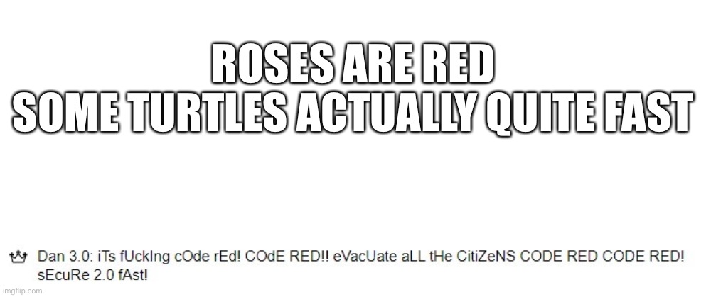 ROSES ARE RED
SOME TURTLES ACTUALLY QUITE FAST | image tagged in memes,blank transparent square | made w/ Imgflip meme maker