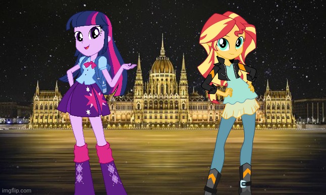 Sunlight in Budapest | image tagged in memes,sunset shimmer,twilight sparkle,mlp fim,equestria girls,hungary | made w/ Imgflip meme maker