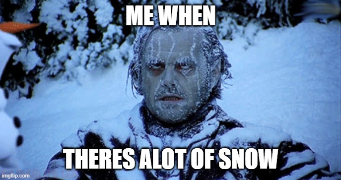 ITS SO COLD! ):( | ME WHEN; THERES ALOT OF SNOW | image tagged in freezing cold | made w/ Imgflip meme maker