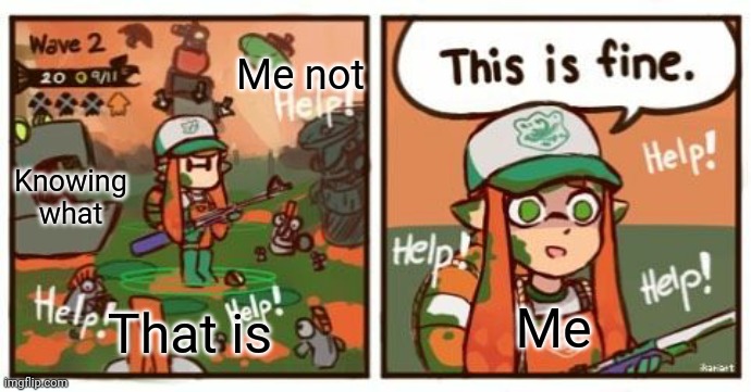 Inkling this is fine | Me not Knowing what That is Me | image tagged in inkling this is fine | made w/ Imgflip meme maker