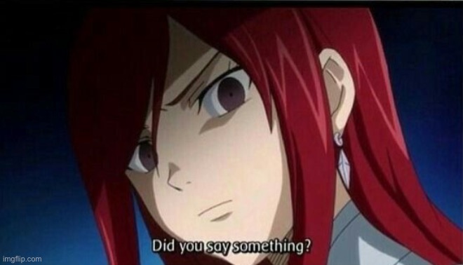 Erza Template Fairy Tail | image tagged in did you say something erza,memes,fairy tail,fairy tail template,fairy tail meme,custom template | made w/ Imgflip meme maker