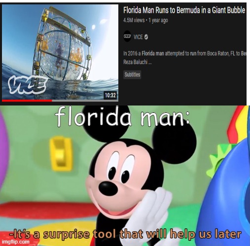 What is florida man up to this time? | florida man: | image tagged in it s a surprise tool | made w/ Imgflip meme maker