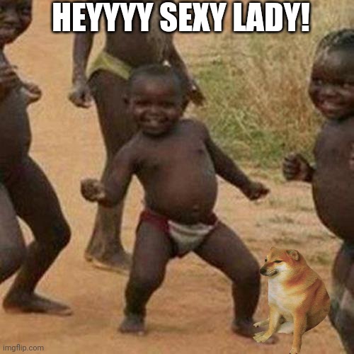 Party boi | HEYYYY SEXY LADY! | image tagged in memes,third world success kid | made w/ Imgflip meme maker