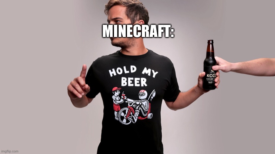 Hold my beer | MINECRAFT: | image tagged in hold my beer | made w/ Imgflip meme maker