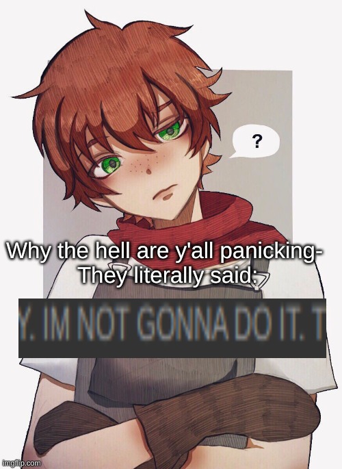 Why the hell are y'all panicking- 
They literally said: | made w/ Imgflip meme maker