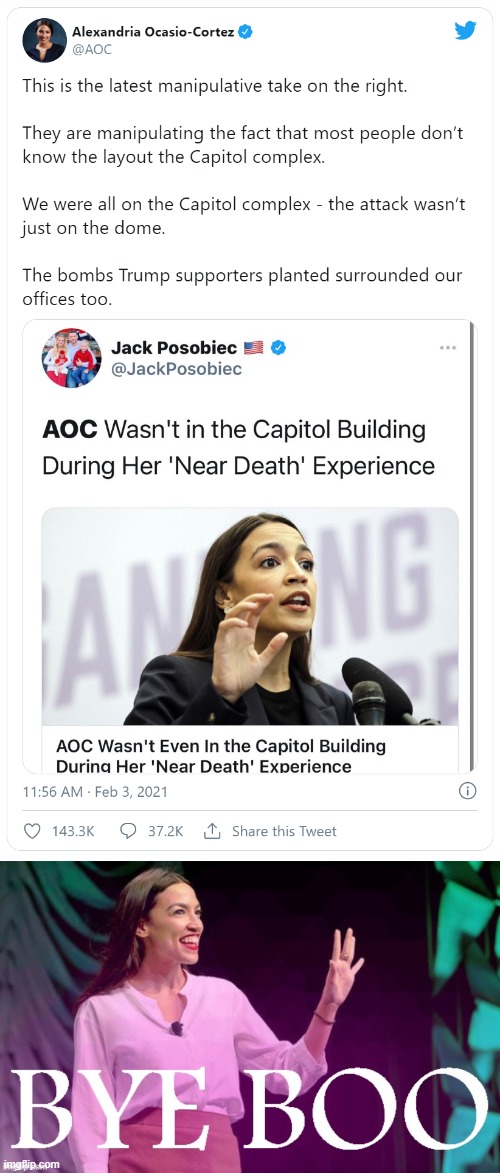 Anyone hear this right-wing crap about AOC not being at the Capitol? Well, she was, and the MAGA mob was on a manhunt for her. | image tagged in aoc capitol hill riot,aoc bye boo,aoc,alexandria ocasio-cortez,capitol hill,riot | made w/ Imgflip meme maker