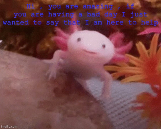 :D | Hi , you are amazing , if you are having a bad day I just wanted to say that I am here to help | made w/ Imgflip meme maker