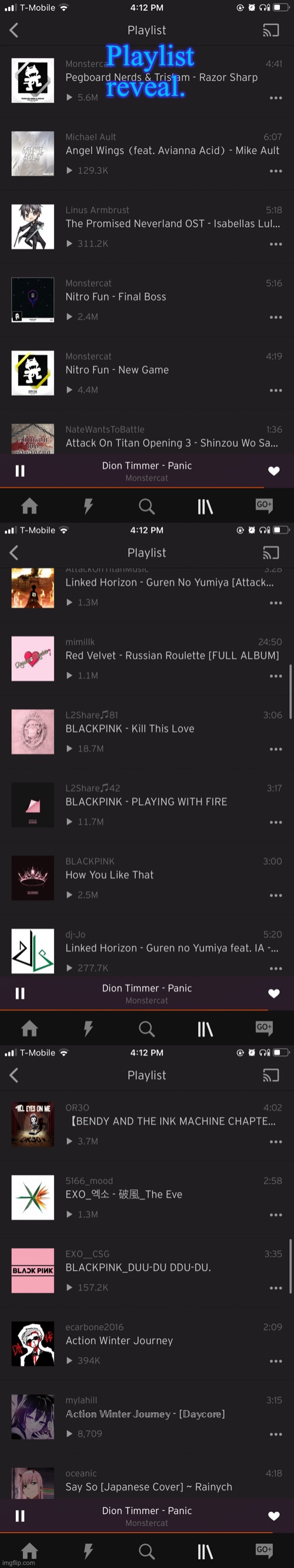Not the whole thing cuz I have WAy too much songs | Playlist reveal. | made w/ Imgflip meme maker