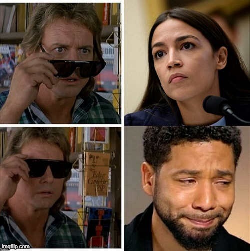 Aoc is another Jussie Smollett | image tagged in aoc | made w/ Imgflip meme maker