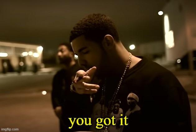 Drizzy got it | you got it | image tagged in drizzy got it | made w/ Imgflip meme maker