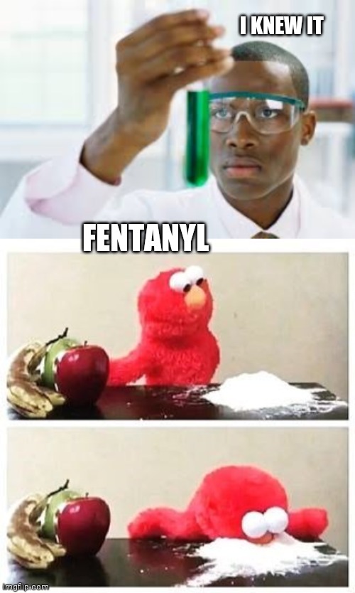 I KNEW IT; FENTANYL | image tagged in finally,elmo cocaine | made w/ Imgflip meme maker