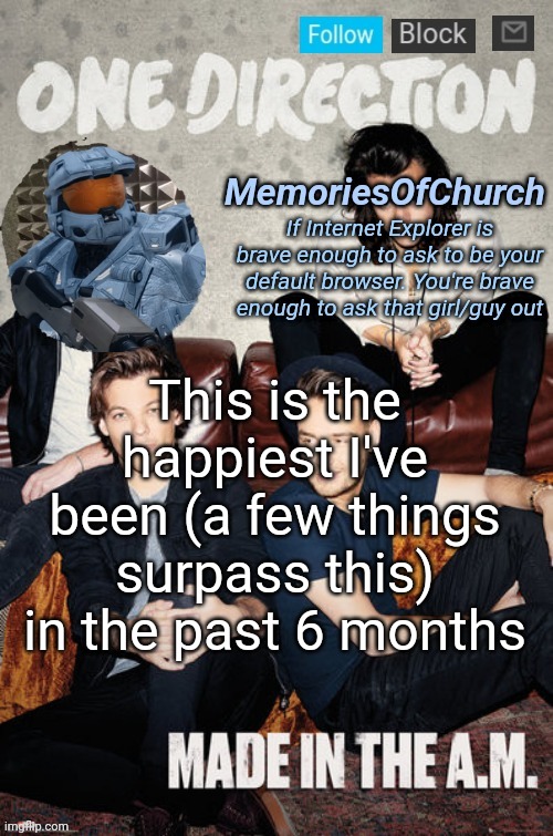 :DDDDDDD | This is the happiest I've been (a few things surpass this) in the past 6 months | image tagged in memoriesofchurch made in the am announcement | made w/ Imgflip meme maker