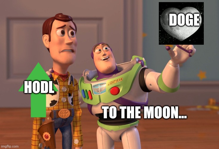 X, X Everywhere | DOGE; HODL; TO THE MOON... | image tagged in memes,x x everywhere | made w/ Imgflip meme maker