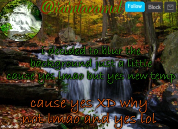 Holy shit i just realized how many times i said "yes" lol | i decided to blur the background just a little cause yes lmao but yes new temp; cause yes XD why not lmao and yes lol | image tagged in iaintacamel | made w/ Imgflip meme maker