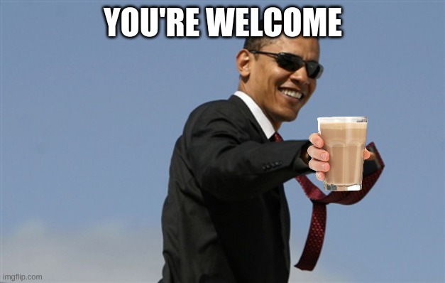 Cool Obama Meme | YOU'RE WELCOME | image tagged in memes,cool obama | made w/ Imgflip meme maker