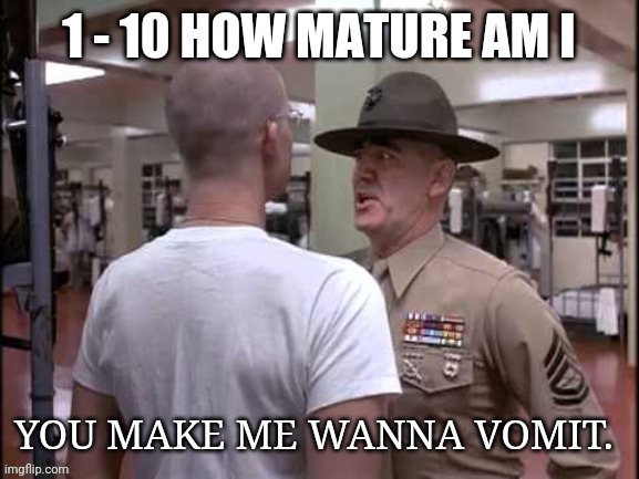 Time to potentially start a trend | 1 - 10 HOW MATURE AM I | image tagged in you make me wanna vomit | made w/ Imgflip meme maker