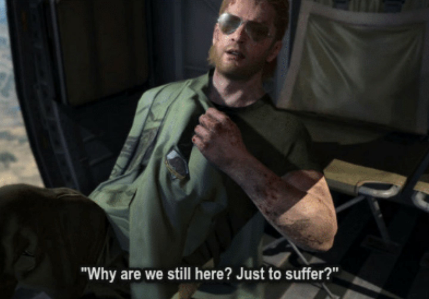 High Quality MGS Kazuhira Miller Why are we still here? Just to suffer? Blank Meme Template