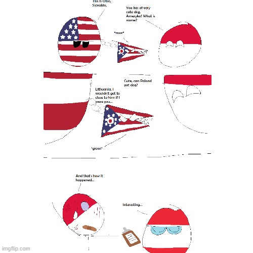 Poland meets Ohio | image tagged in countryballs | made w/ Imgflip meme maker