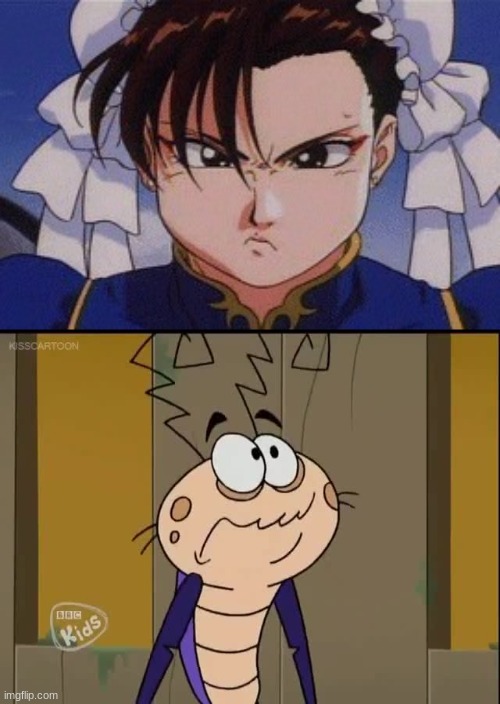 Chun-Li hates Reg Roach | image tagged in templates | made w/ Imgflip meme maker