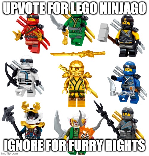 UPVOTE FOR LEGO NINJAGO; IGNORE FOR FURRY RIGHTS | made w/ Imgflip meme maker