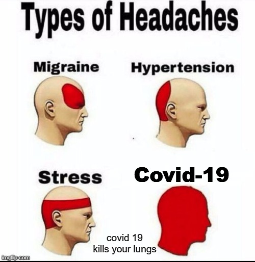 Types of Headaches meme | Covid-19 covid 19 kills your lungs | image tagged in types of headaches meme | made w/ Imgflip meme maker