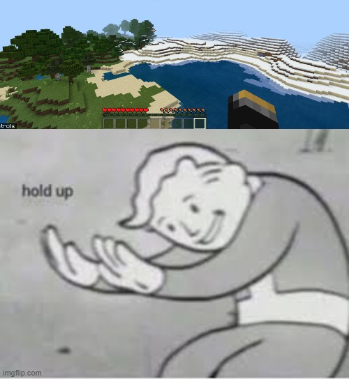 Um... help? | image tagged in hol up,minecraft,excuse me what the heck,nani | made w/ Imgflip meme maker