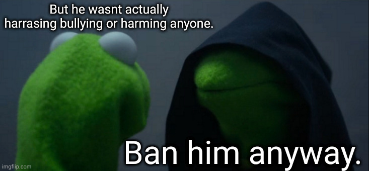 So much for my freedom of expression. | But he wasnt actually harrasing bullying or harming anyone. Ban him anyway. | image tagged in reddit snowflakes | made w/ Imgflip meme maker