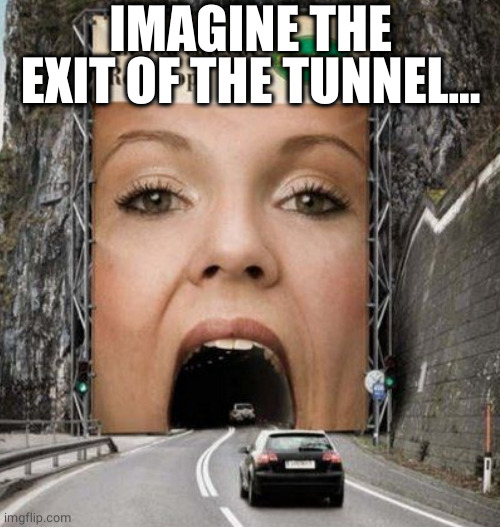 ... | IMAGINE THE EXIT OF THE TUNNEL... | image tagged in title | made w/ Imgflip meme maker