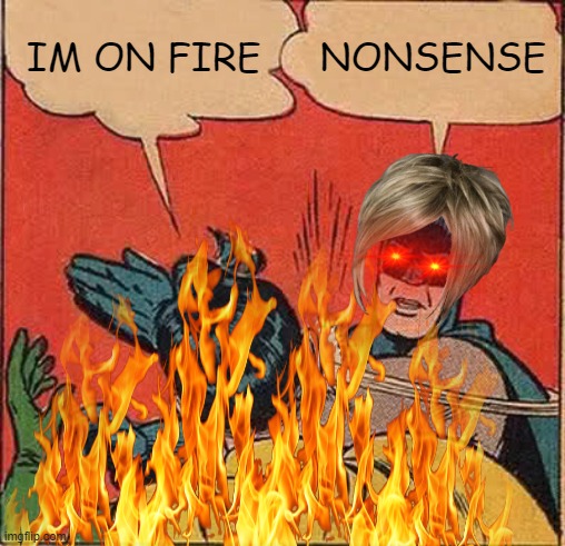 Karens be like: | IM ON FIRE; NONSENSE | image tagged in karen | made w/ Imgflip meme maker