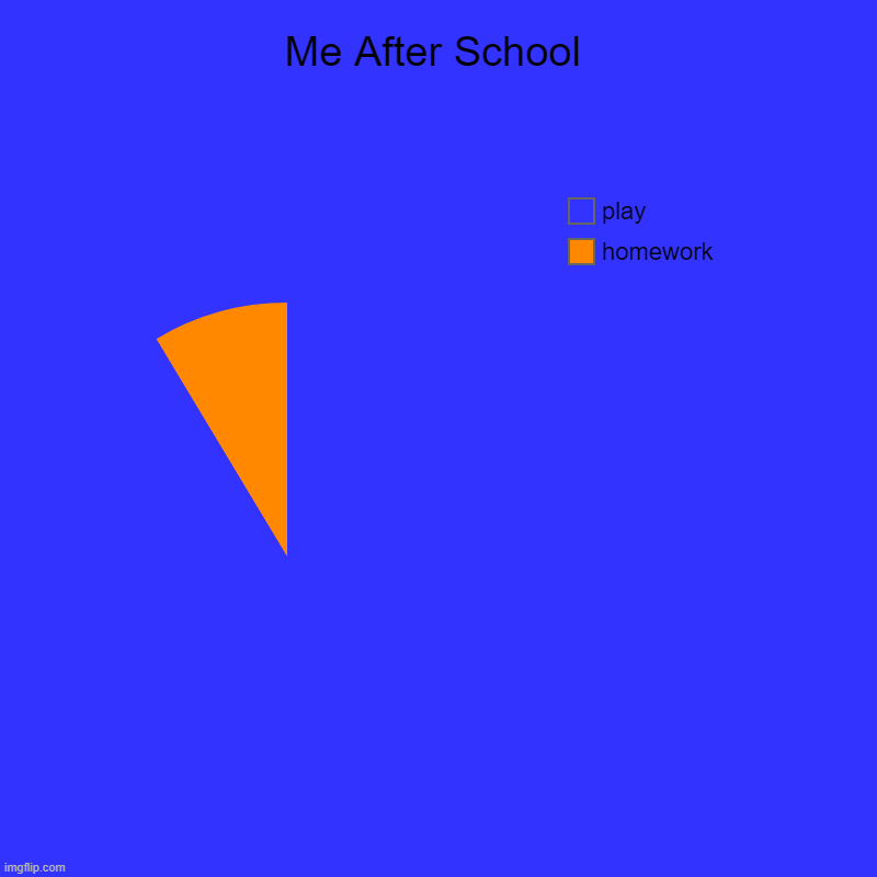 After School | Me After School | homework, play | image tagged in charts,pie charts | made w/ Imgflip chart maker