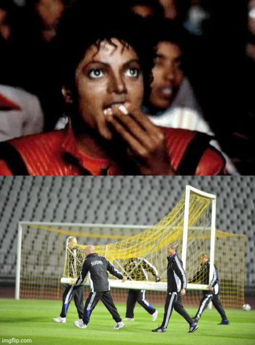 image tagged in michael jackson eating popcorn,moving goal posts | made w/ Imgflip meme maker