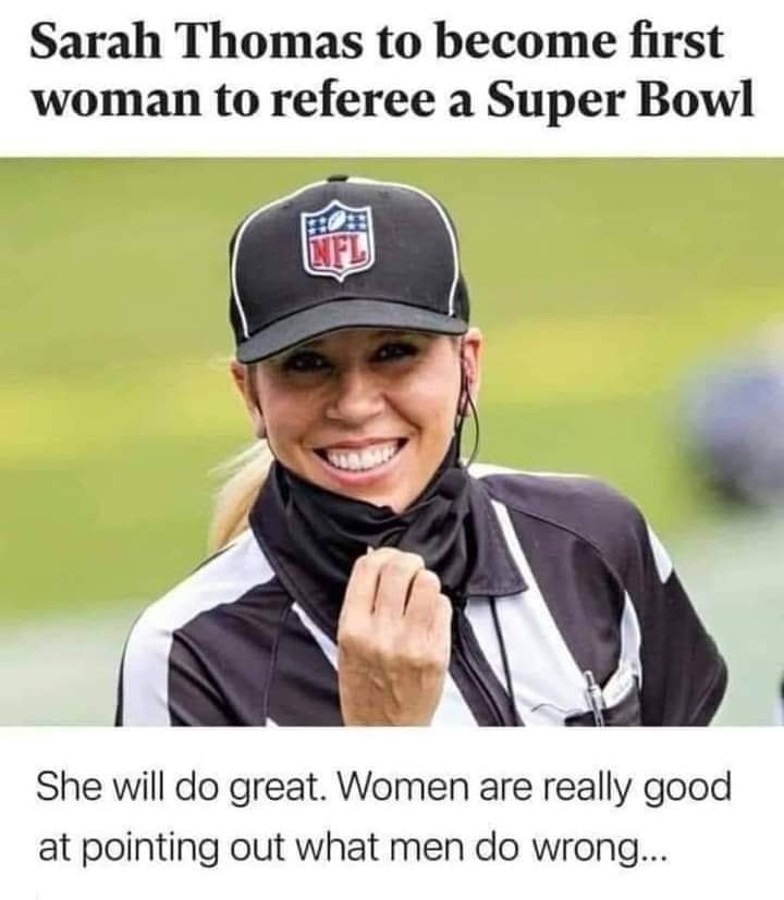 High Quality Sarah Thomas first woman Super Bowl ref Blank Meme Template