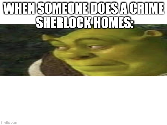 lol | WHEN SOMEONE DOES A CRIME
 SHERLOCK HOMES: | image tagged in shrek | made w/ Imgflip meme maker