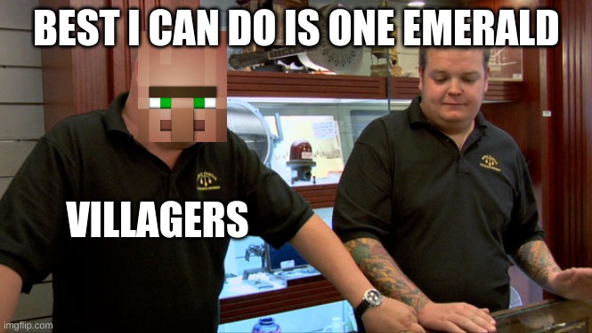 Pawn Stars Best I Can Do | BEST I CAN DO IS ONE EMERALD; VILLAGERS | image tagged in pawn stars best i can do | made w/ Imgflip meme maker