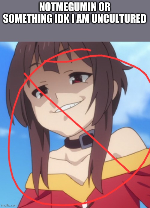 Megukek | NOTMEGUMIN OR SOMETHING IDK I AM UNCULTURED | image tagged in megukek | made w/ Imgflip meme maker