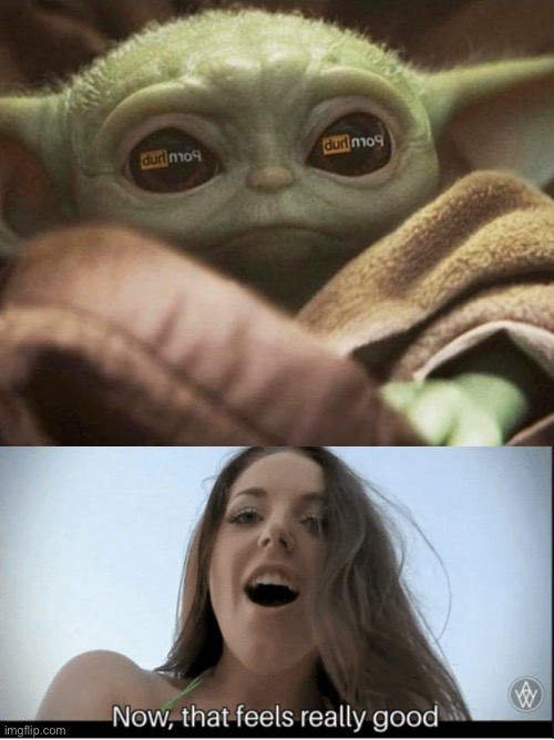 image tagged in baby yoda porn hub,now that feels really good | made w/ Imgflip meme maker