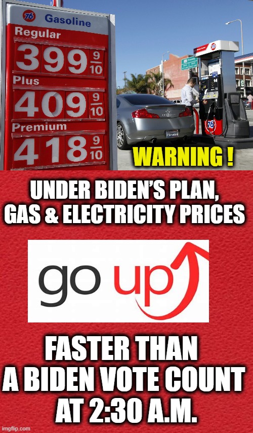 Buckle Your Seat Belt, Biden Will Siphon $$$$$ From Your Wallet... | WARNING ! UNDER BIDEN’S PLAN, 
GAS & ELECTRICITY PRICES; FASTER THAN  
A BIDEN VOTE COUNT 
AT 2:30 A.M. | image tagged in politics,democratic socialism,climate change,crazy dems,higher prices,crazy joe | made w/ Imgflip meme maker