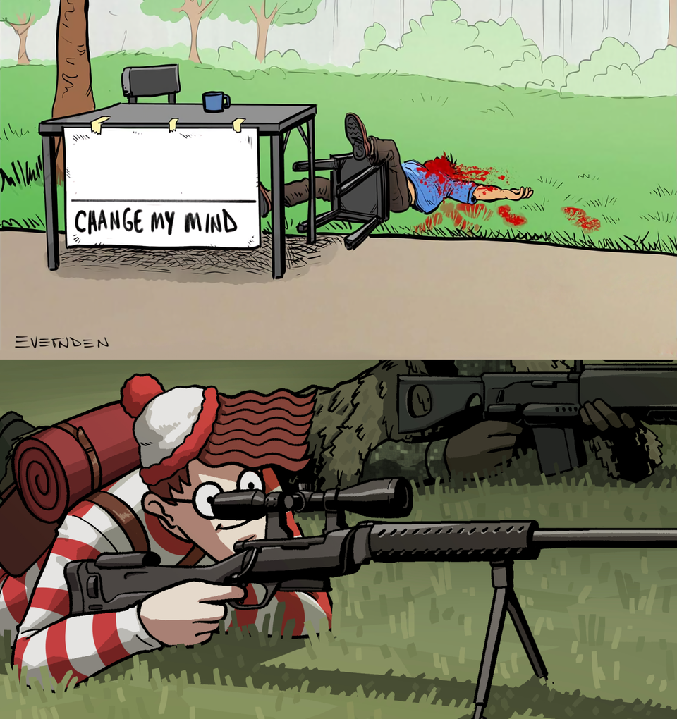 Waldo Hates chnage my ming guy Blank Meme Template