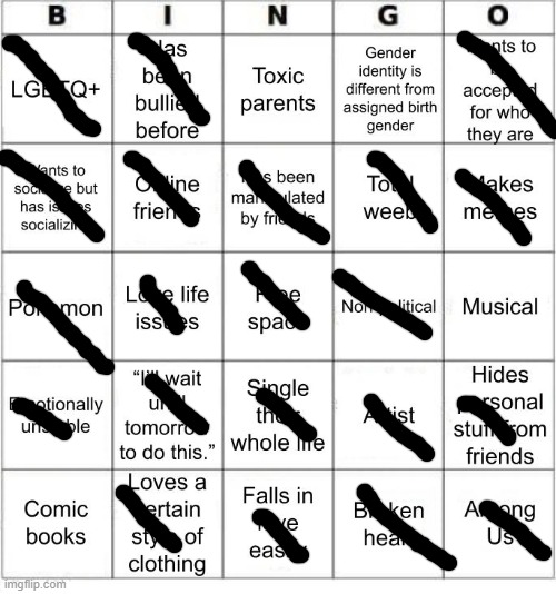 there, i have done it :> | image tagged in jer-sama's bingo | made w/ Imgflip meme maker