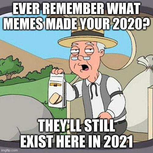 Yep | EVER REMEMBER WHAT MEMES MADE YOUR 2020? THEY'LL STILL EXIST HERE IN 2021 | image tagged in memes,pepperidge farm remembers | made w/ Imgflip meme maker