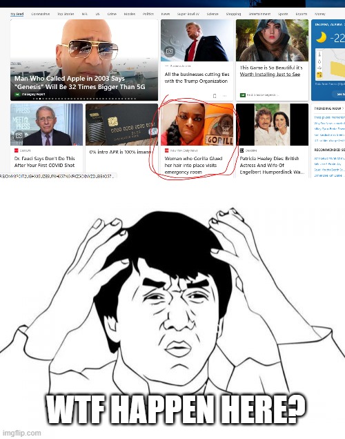 Let's scroll through the news and... hold up... WTF | WTF HAPPEN HERE? | image tagged in memes,jackie chan wtf | made w/ Imgflip meme maker