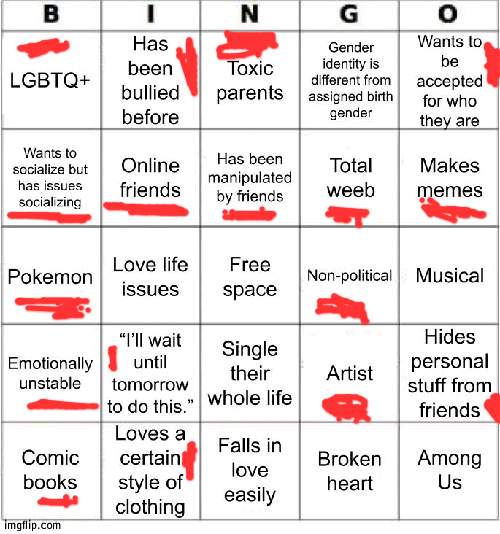 TheSuitedGayWeeb's Bingo | image tagged in jer-sama's bingo | made w/ Imgflip meme maker