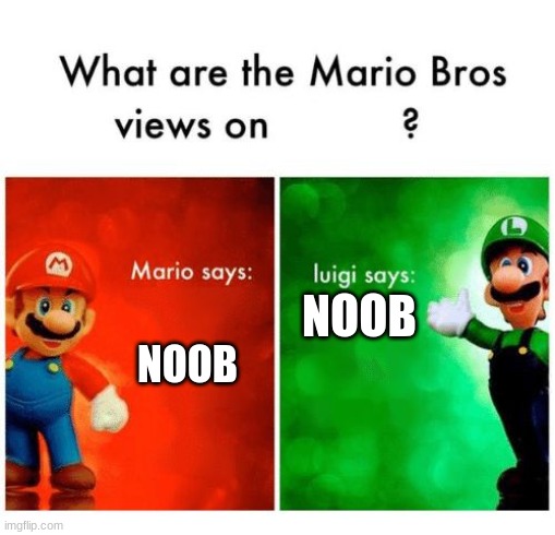 Mario says Luigi says | NOOB; NOOB | image tagged in mario says luigi says | made w/ Imgflip meme maker