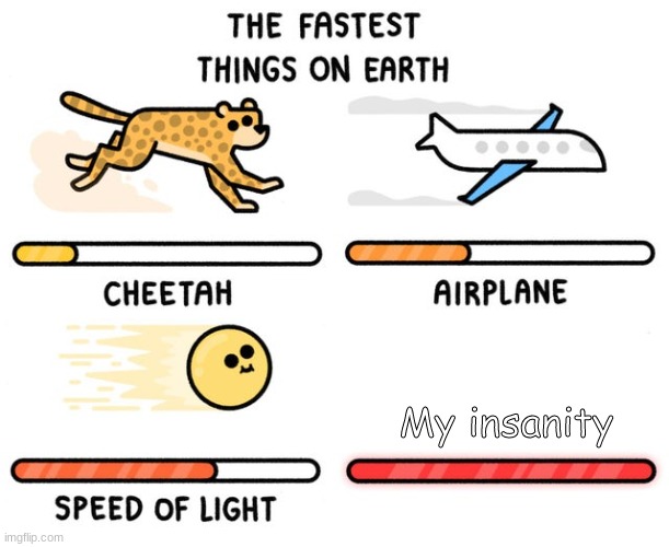 True for me | My insanity | image tagged in fastest thing possible | made w/ Imgflip meme maker