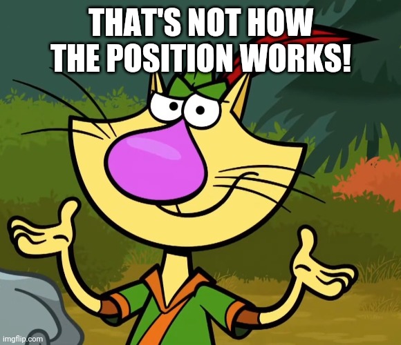 Confused Nature Cat 2 | THAT'S NOT HOW THE POSITION WORKS! | image tagged in confused nature cat 2 | made w/ Imgflip meme maker