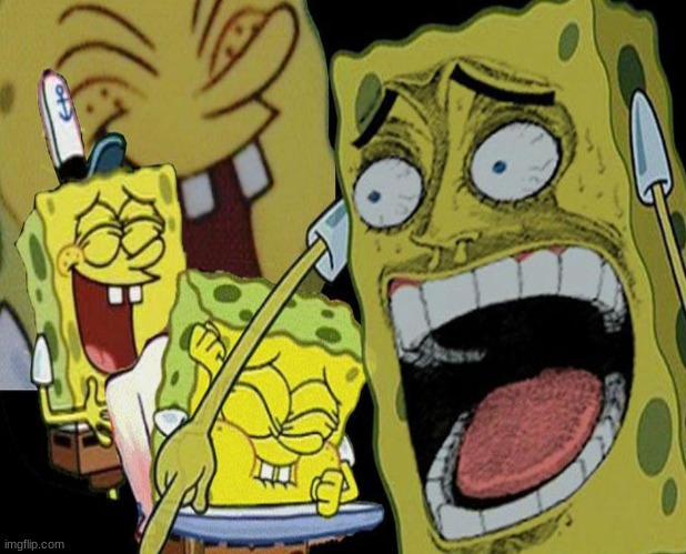 Spongebob holding back his laughter | image tagged in spongebob squarepants | made w/ Imgflip meme maker
