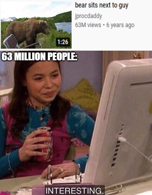 the internet is beyond our understanding... | 63 MILLION PEOPLE: | image tagged in icarly interesting,internet,memes,funny memes,stop reading the tags,pls | made w/ Imgflip meme maker