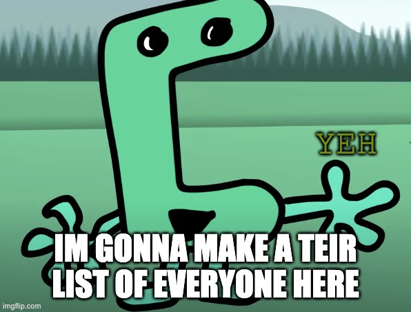 t e i r s | IM GONNA MAKE A TEIR LIST OF EVERYONE HERE | image tagged in yeh | made w/ Imgflip meme maker