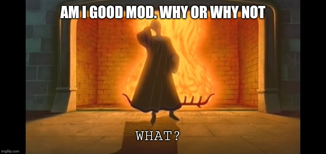 What? | AM I GOOD MOD. WHY OR WHY NOT | image tagged in what | made w/ Imgflip meme maker