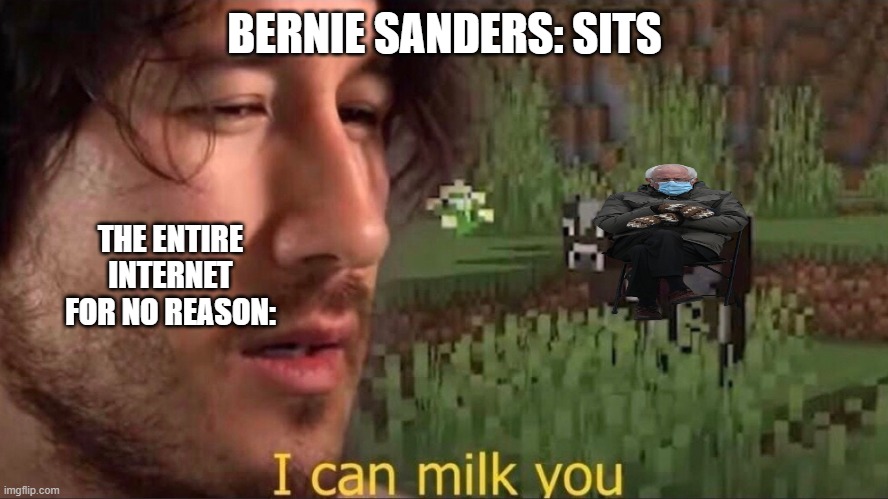 What else can I say? | BERNIE SANDERS: SITS; THE ENTIRE INTERNET FOR NO REASON: | image tagged in i can milk you template | made w/ Imgflip meme maker